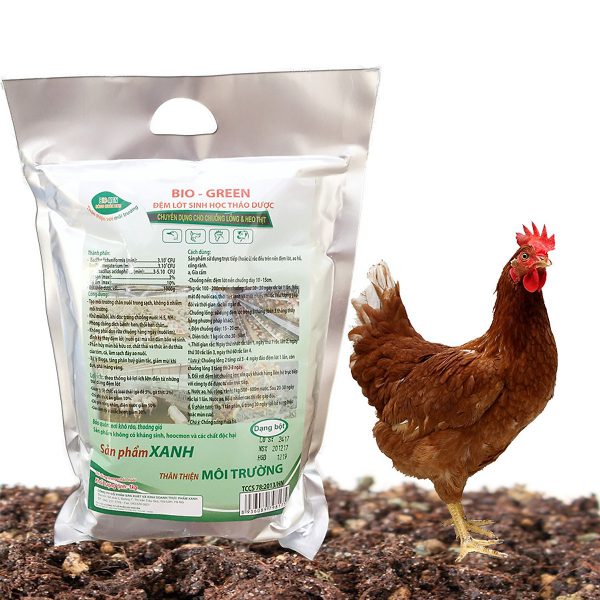 đệm lót sinh học thảo dược cho gà, xử lý mùi hôi chuồng trại