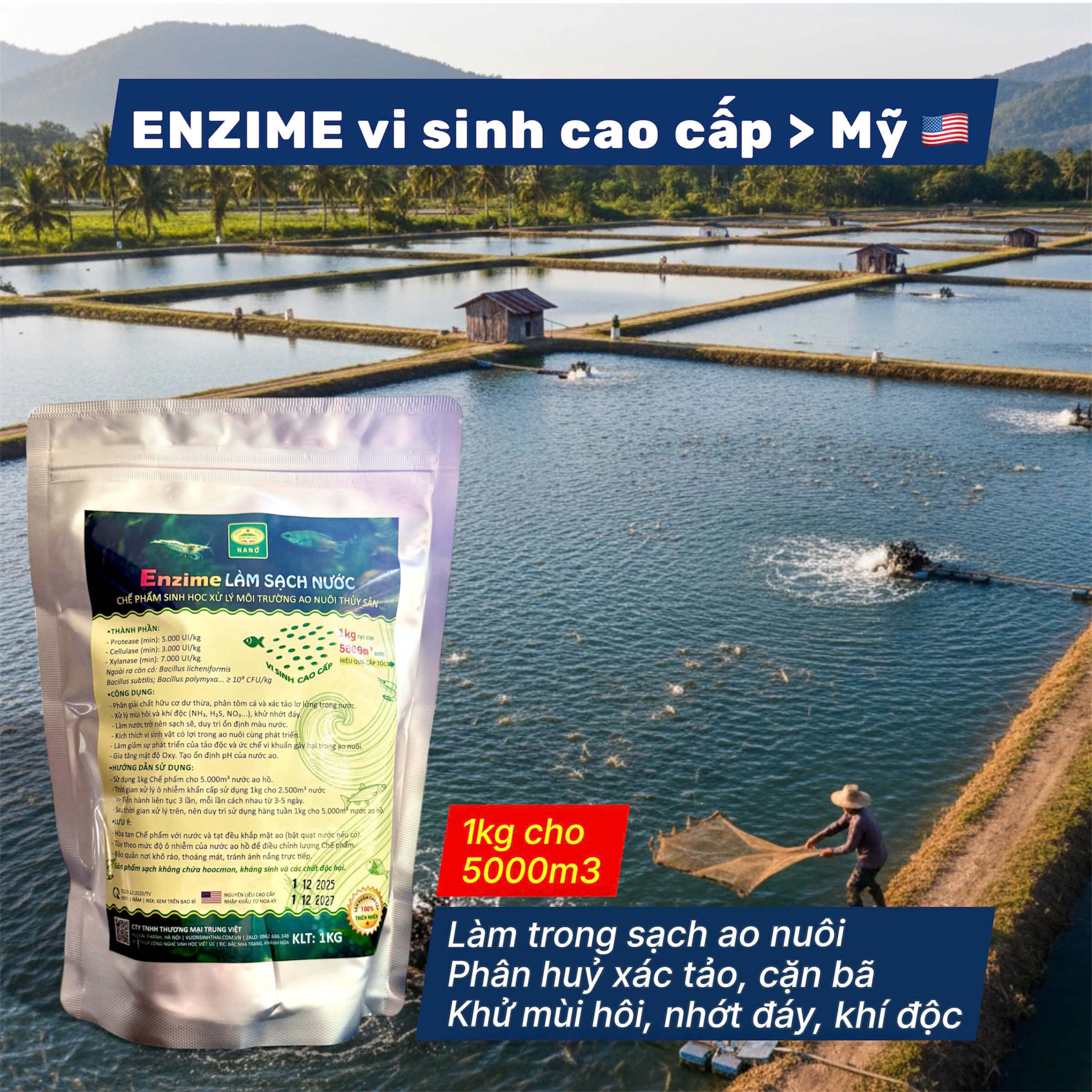 enzime vi sinh xu ly nuoc ao ho nuoi ca tom